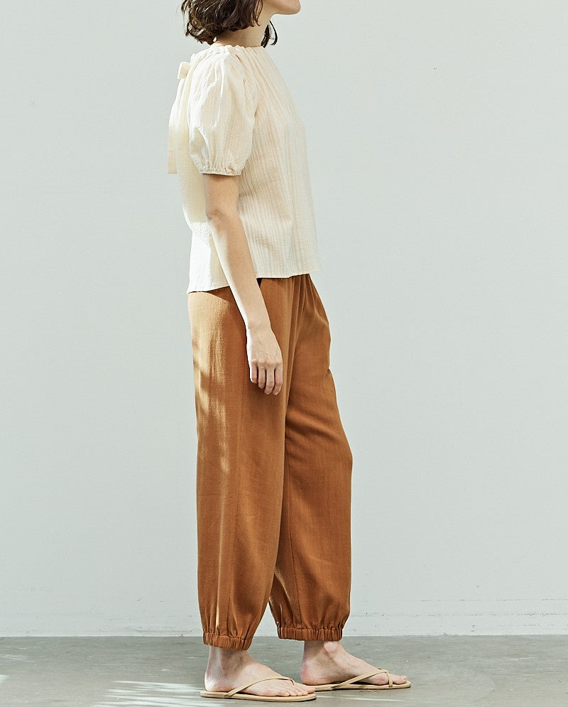 BACK TIE PUFF SLEEVE BLOUSE