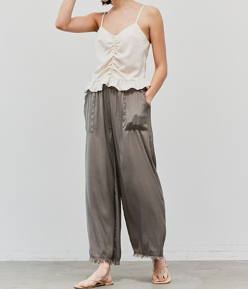 SATIN PEPLUM TANK