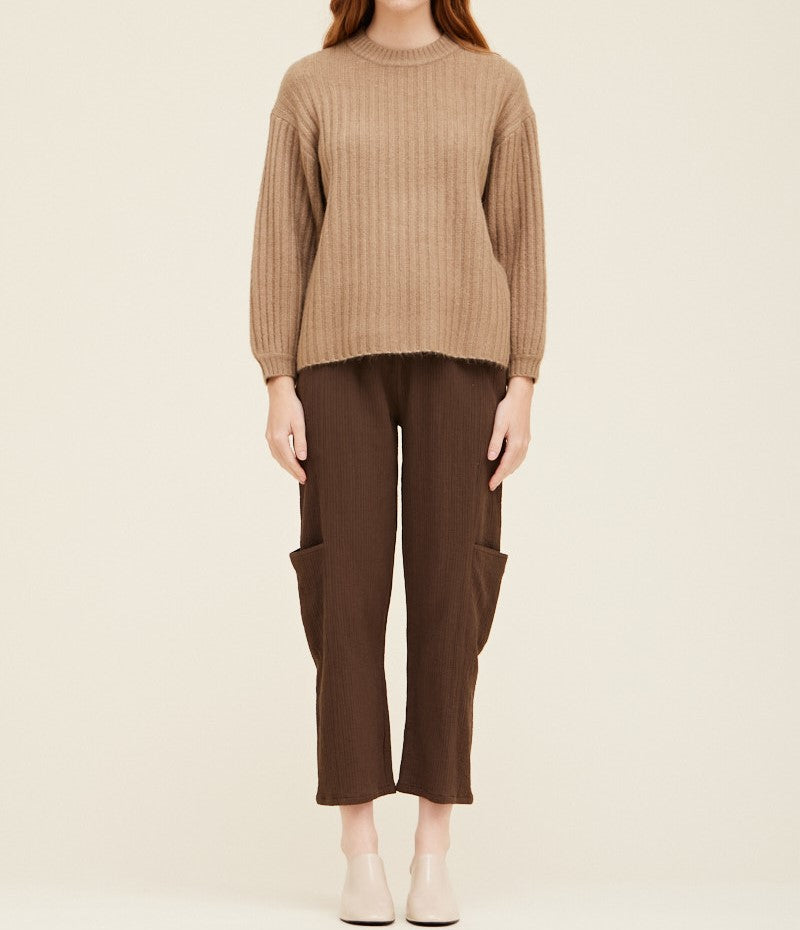 BALLOON SLEEVE RIB SWEATER
