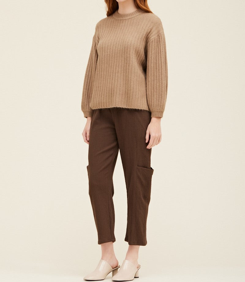 BALLOON SLEEVE RIB SWEATER