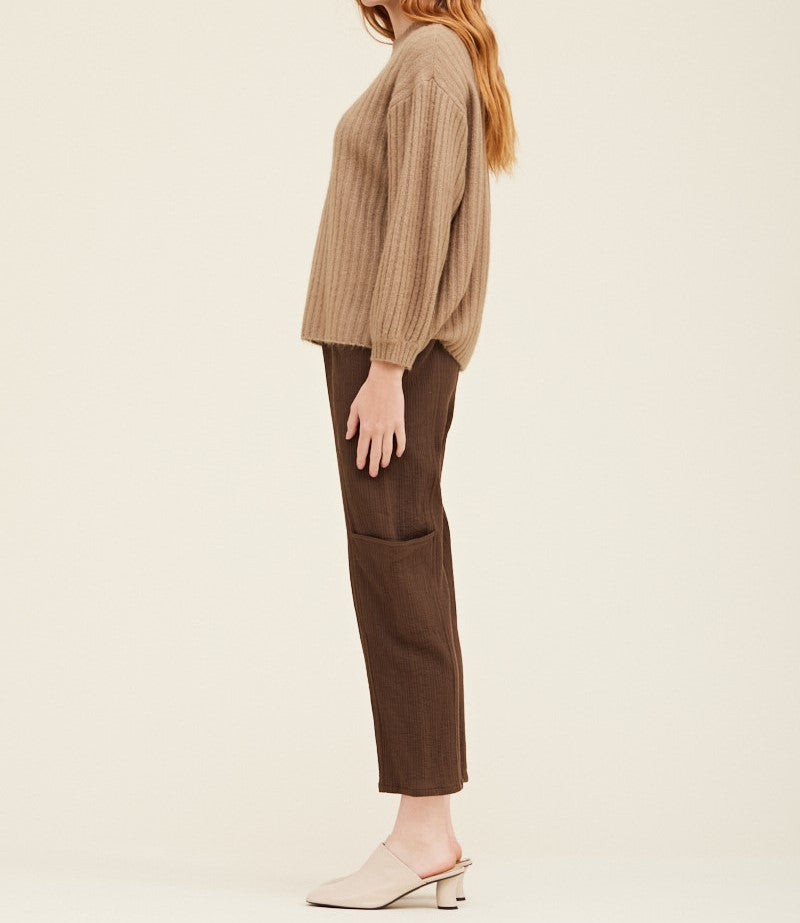 BALLOON SLEEVE RIB SWEATER