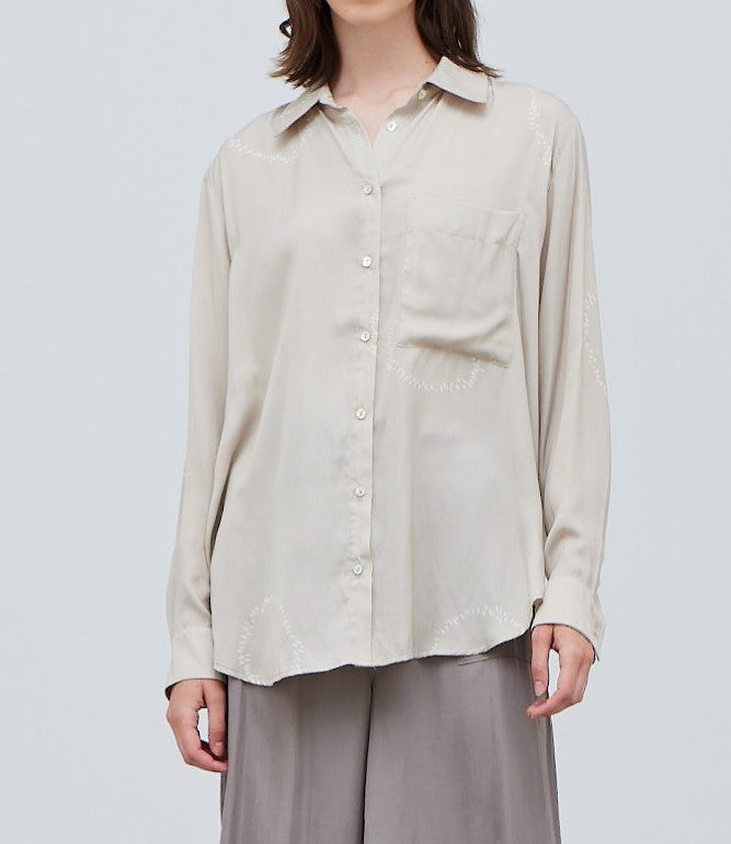 DOTTED CIRCLE PRINTED SATIN SHIRT