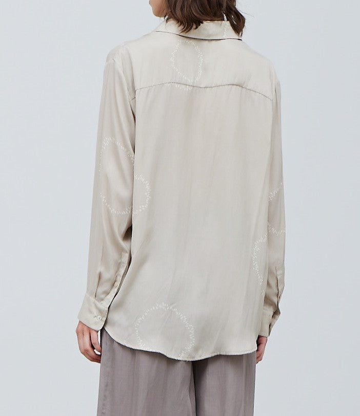 DOTTED CIRCLE PRINTED SATIN SHIRT