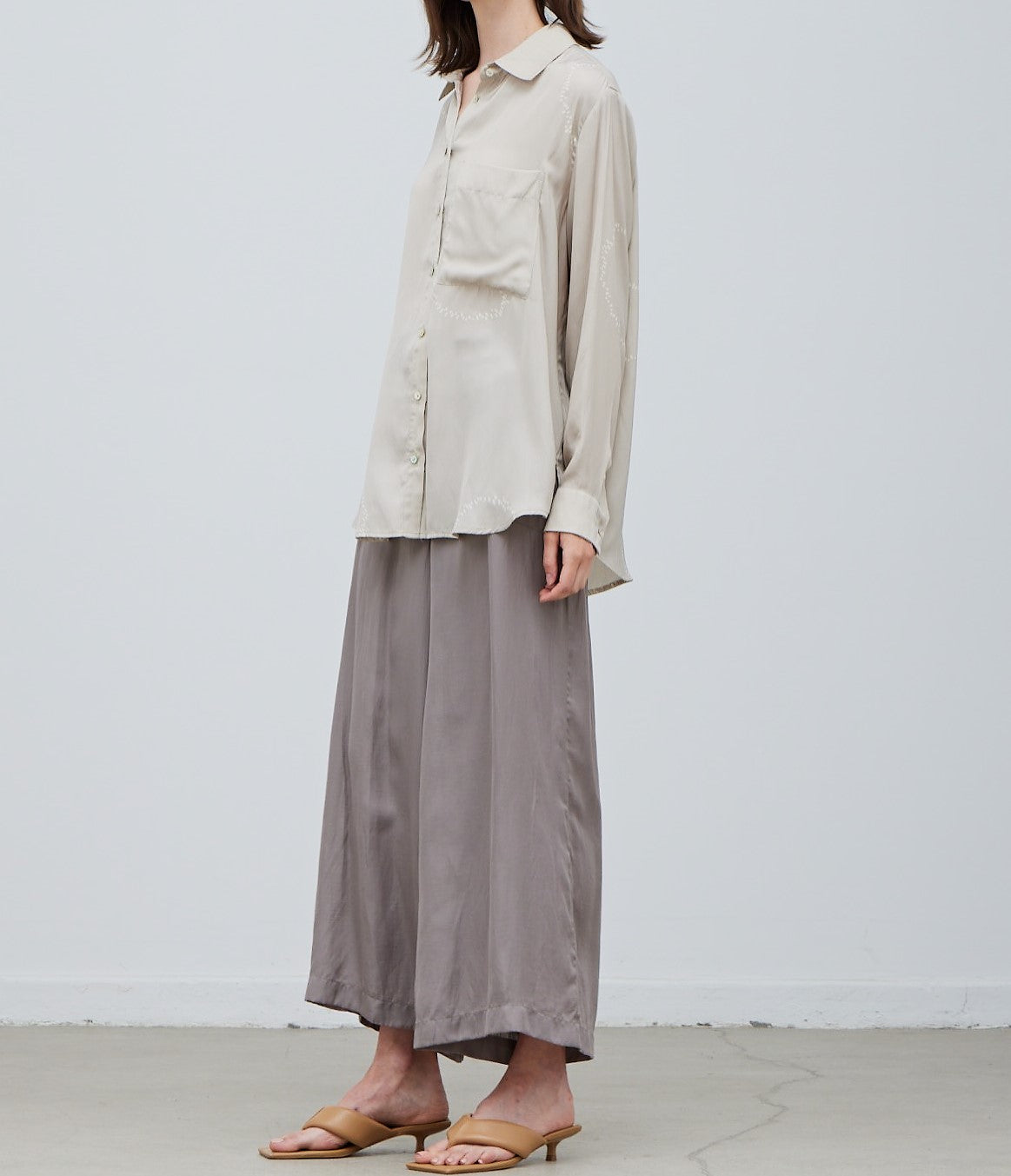 DOTTED CIRCLE PRINTED SATIN SHIRT