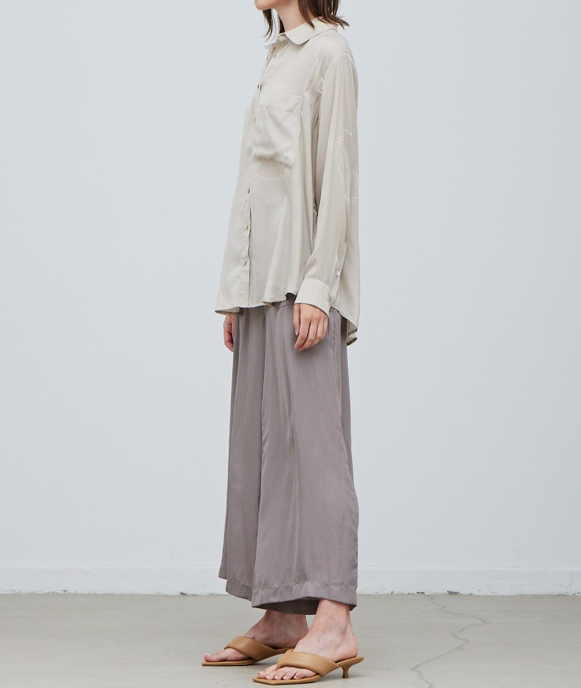 DOTTED CIRCLE PRINTED SATIN SHIRT