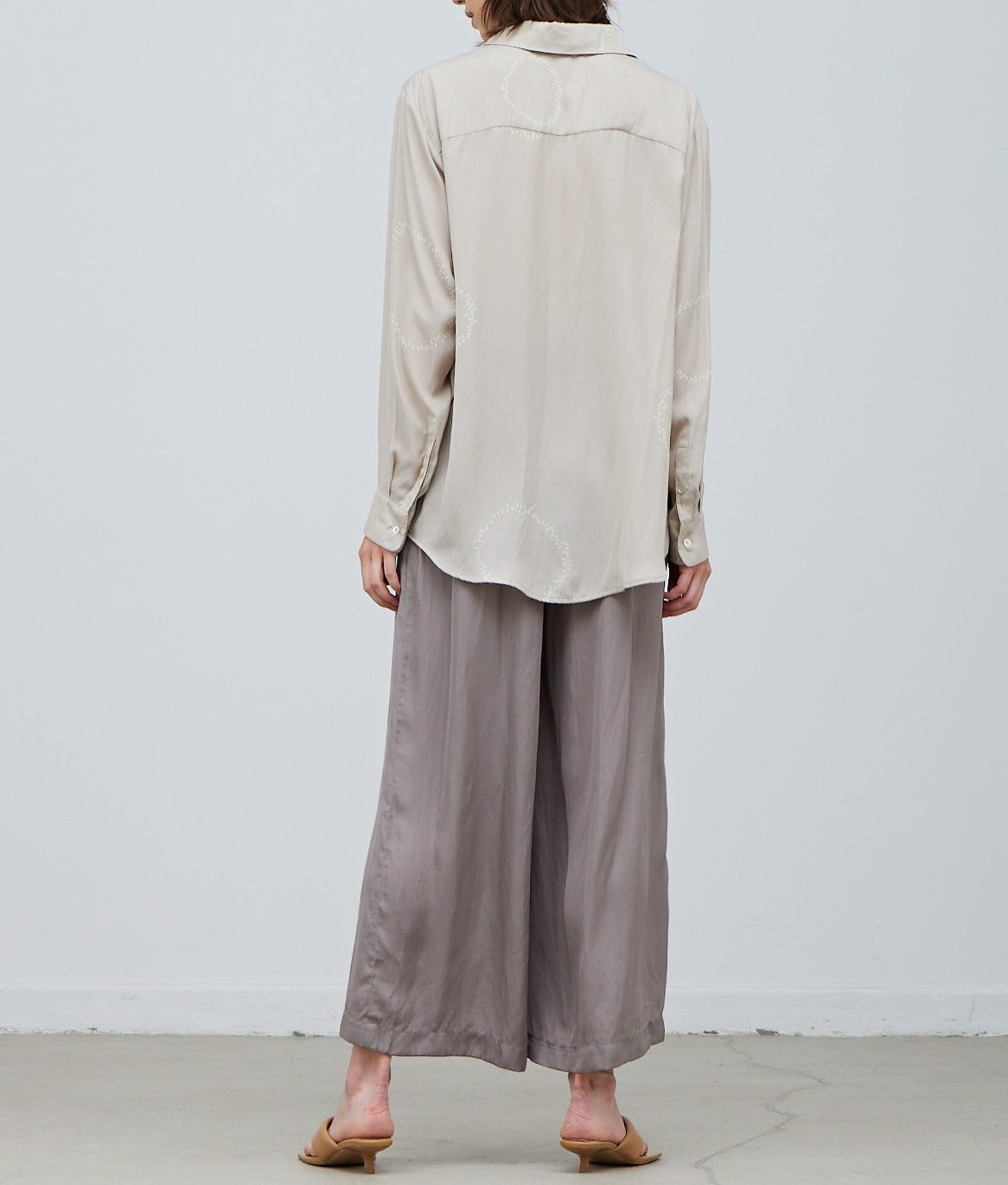 DOTTED CIRCLE PRINTED SATIN SHIRT