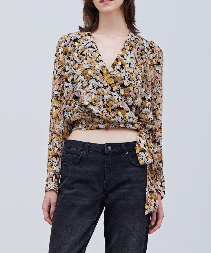 METALLIC SURPLICE TOP