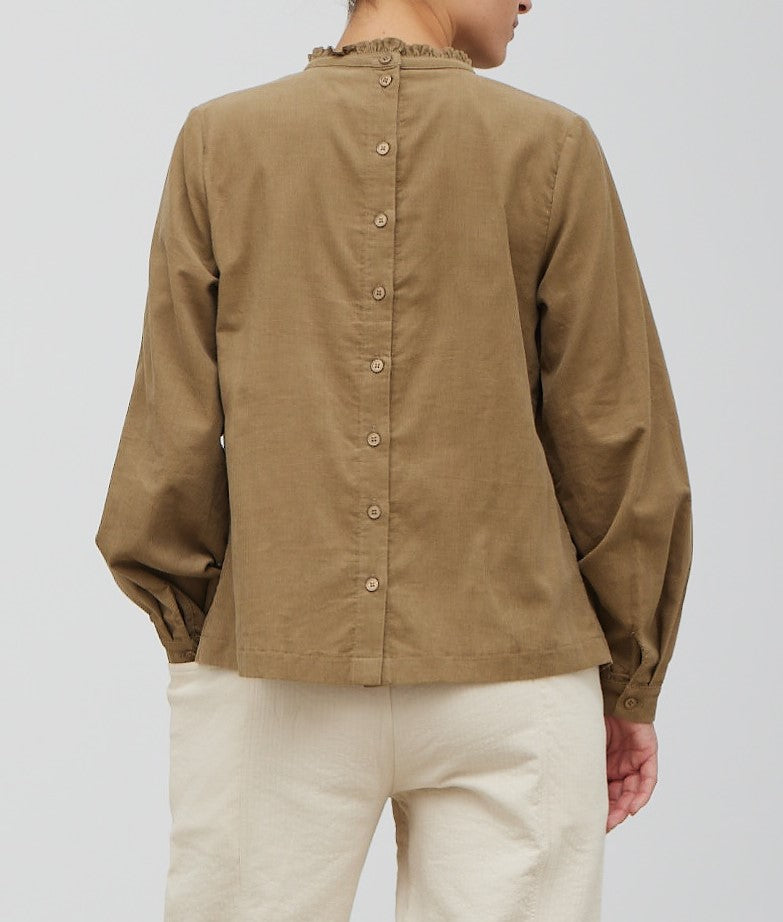 PLEATED DETAIL CORUROY BLOUSE