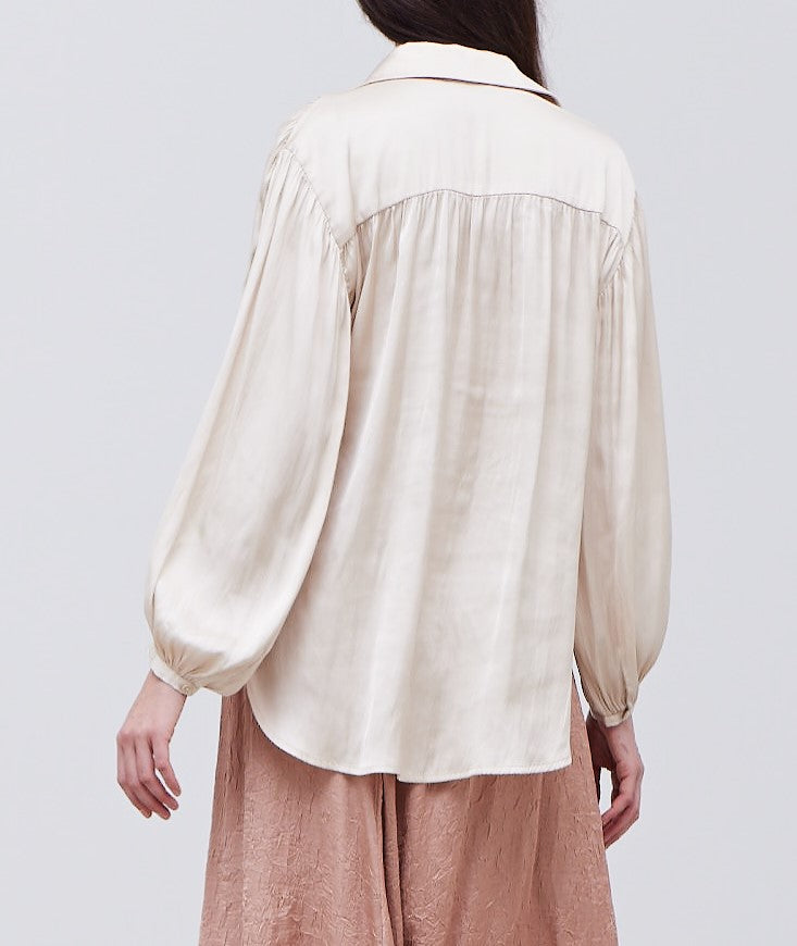 SOLID SATIN SHIRTS BLOUSE