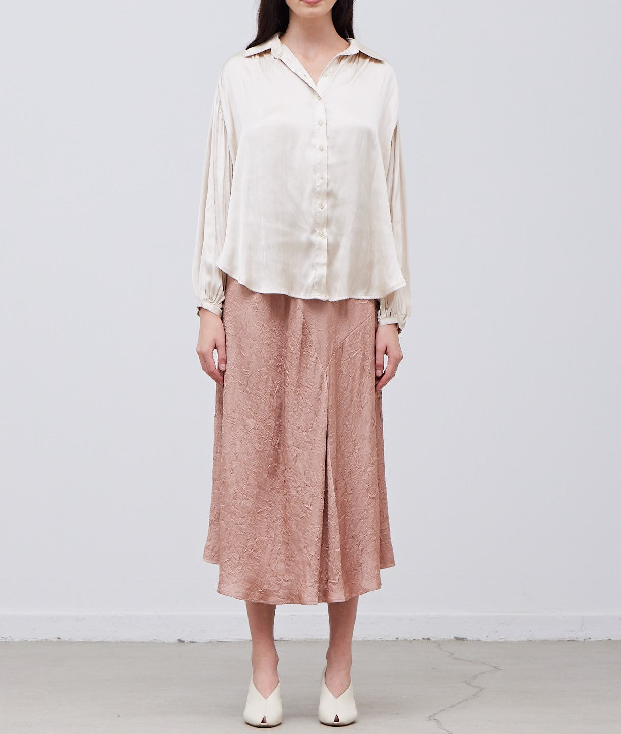 SOLID SATIN SHIRTS BLOUSE