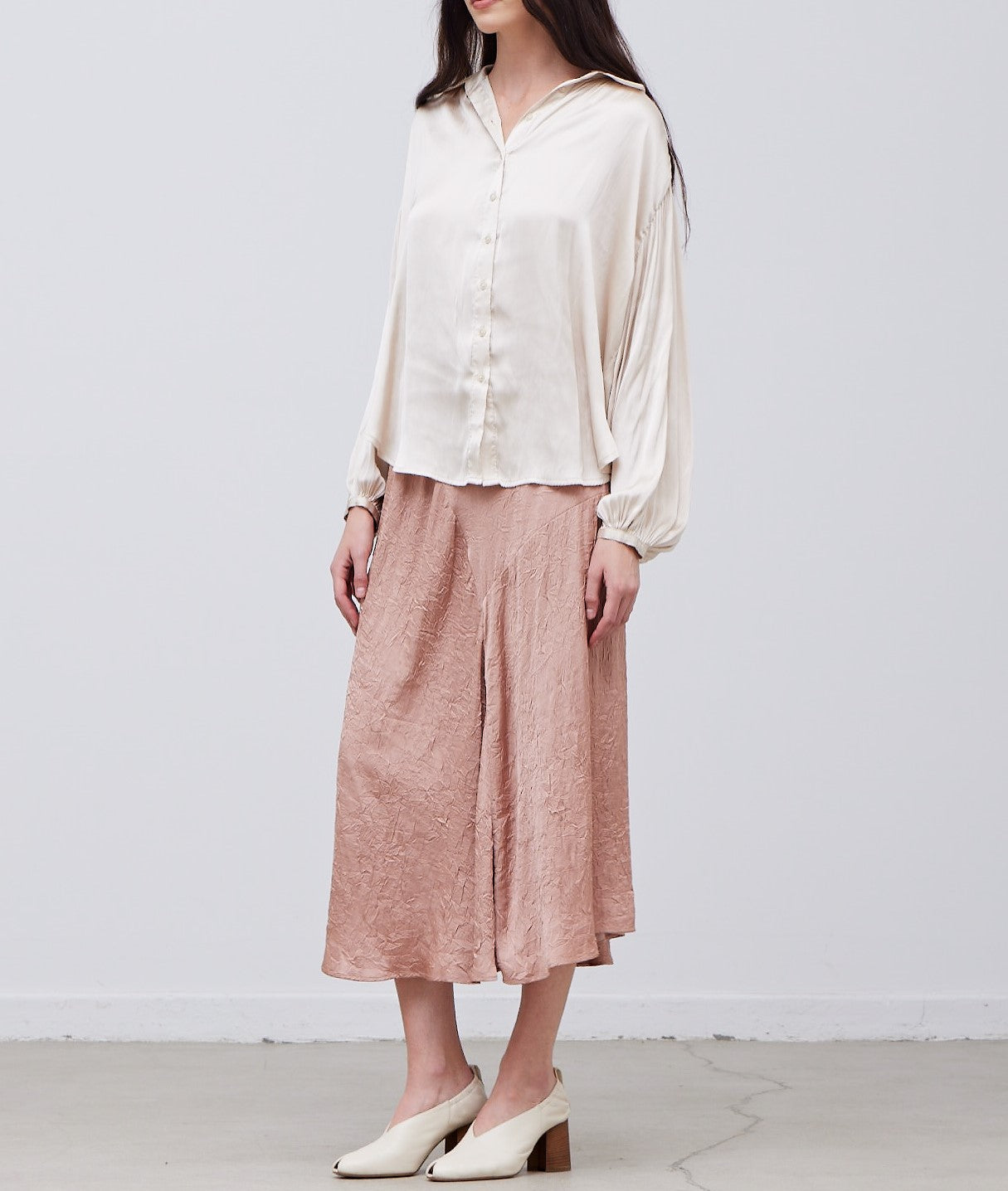 SOLID SATIN SHIRTS BLOUSE
