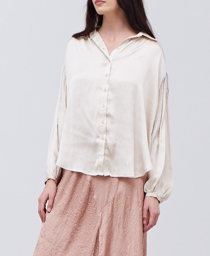 SOLID SATIN SHIRTS BLOUSE