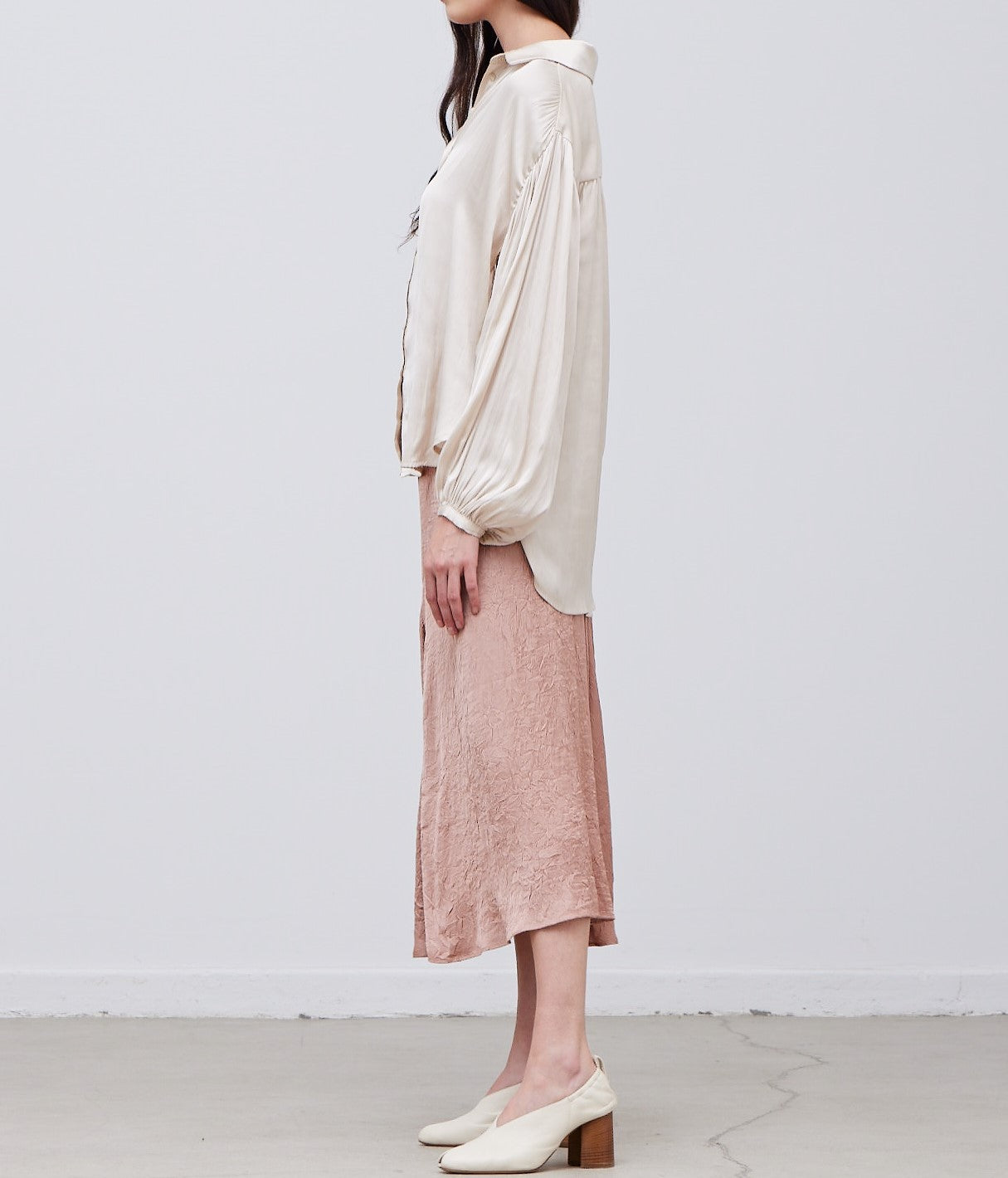 SOLID SATIN SHIRTS BLOUSE