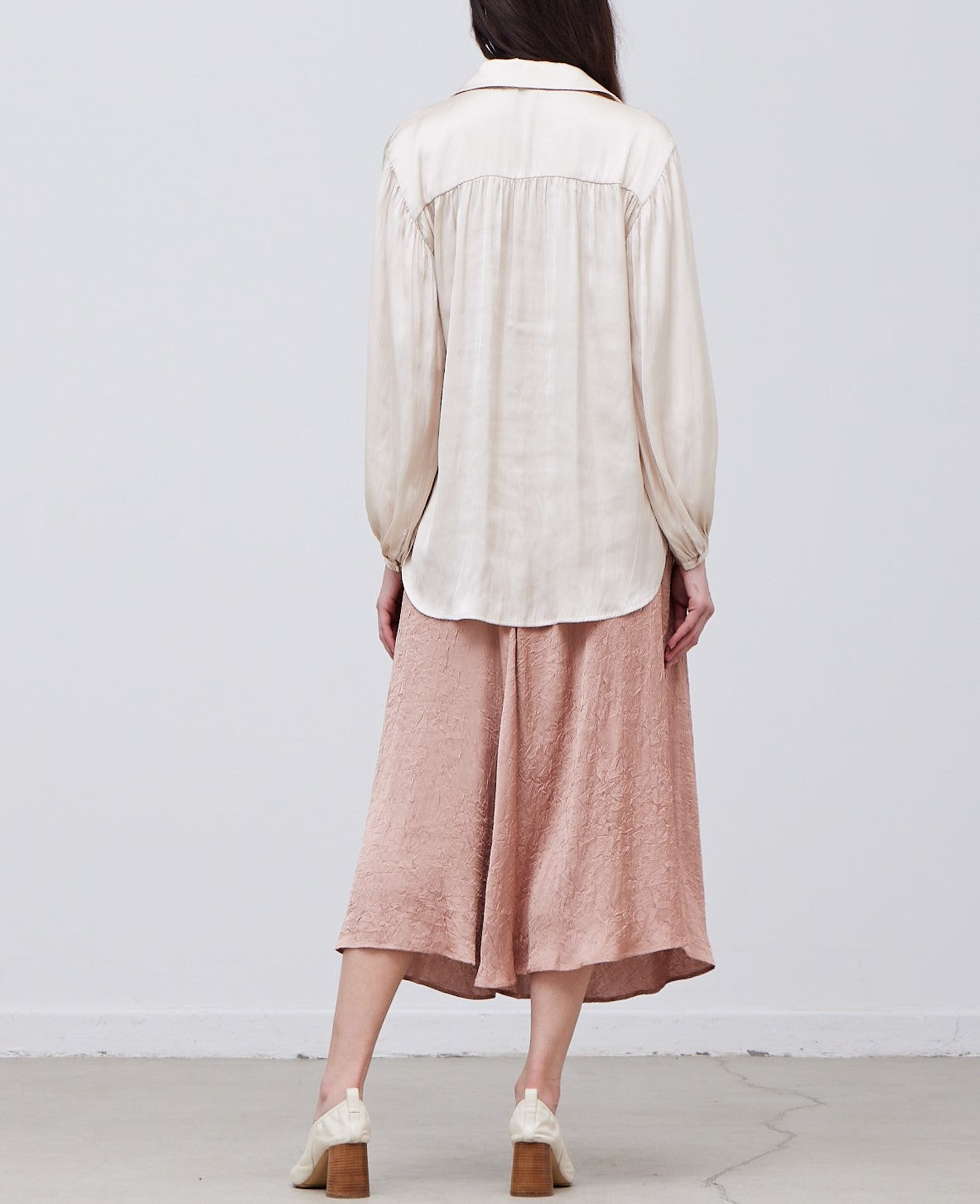 SOLID SATIN SHIRTS BLOUSE