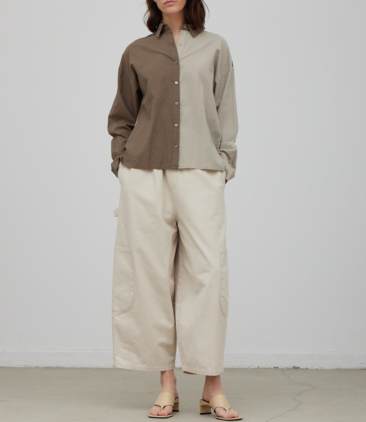 COLOR BLOCK BUTTON UP SHIRT