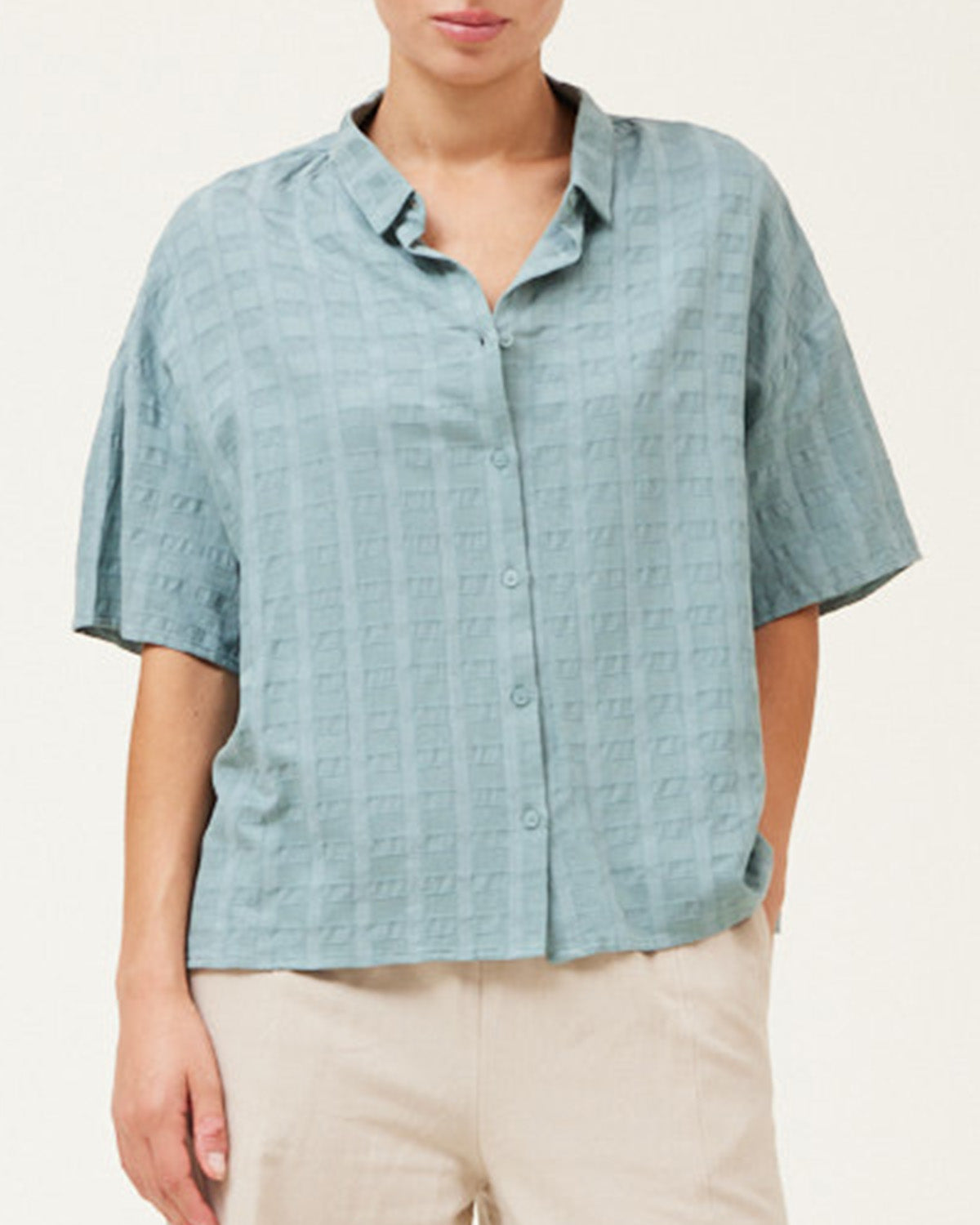 SQUARE TEXTURE SHORT SLEEVE SHIRT