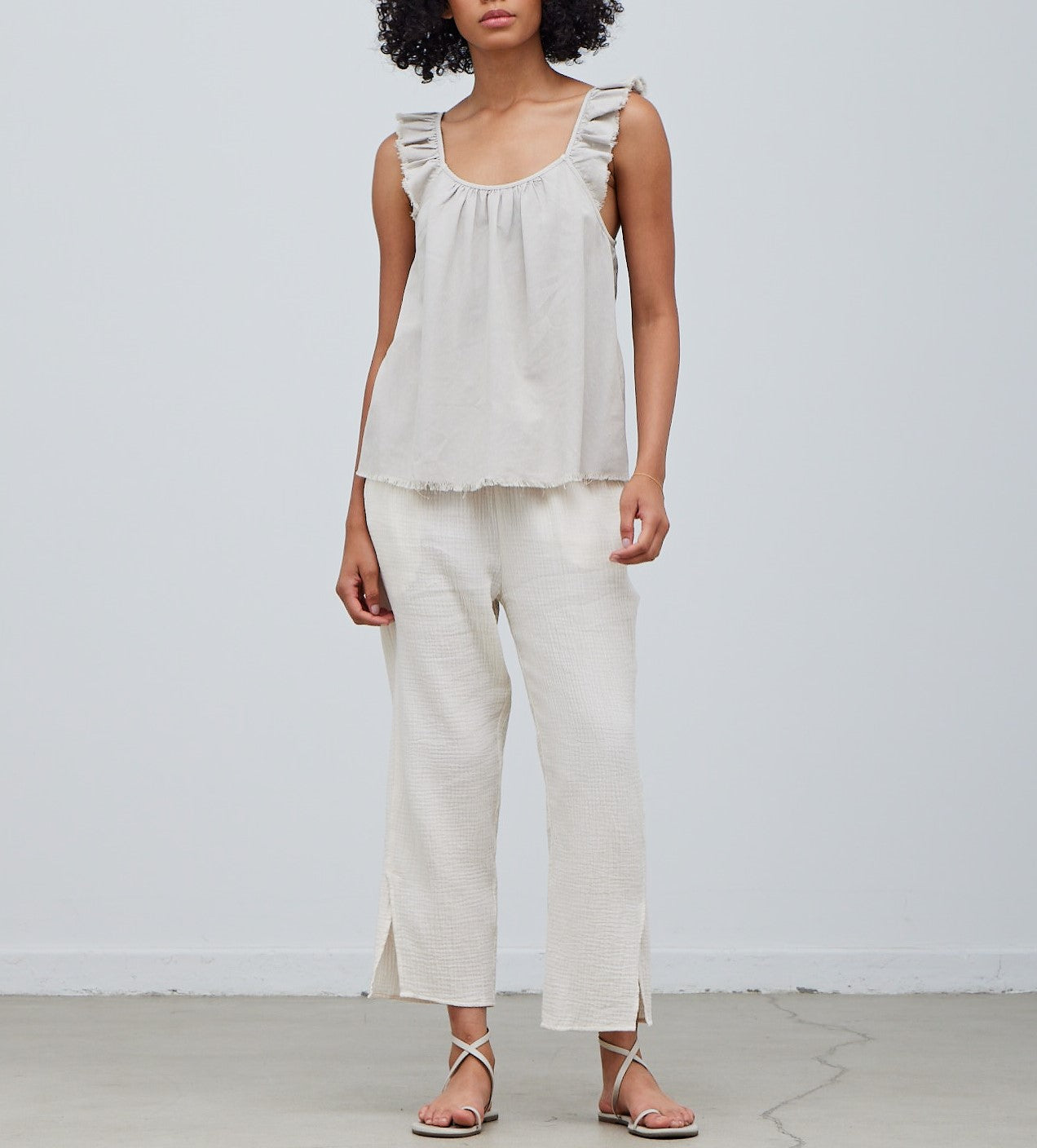 ACID WASHED RUFFLE TWILL TANK
