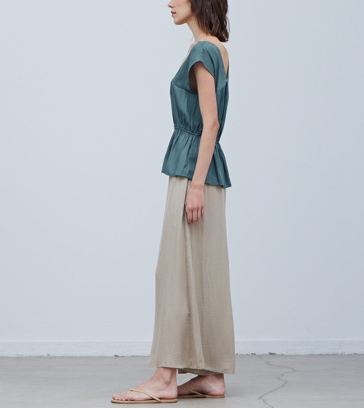COLORFUL SATIN SHIRRED TOP