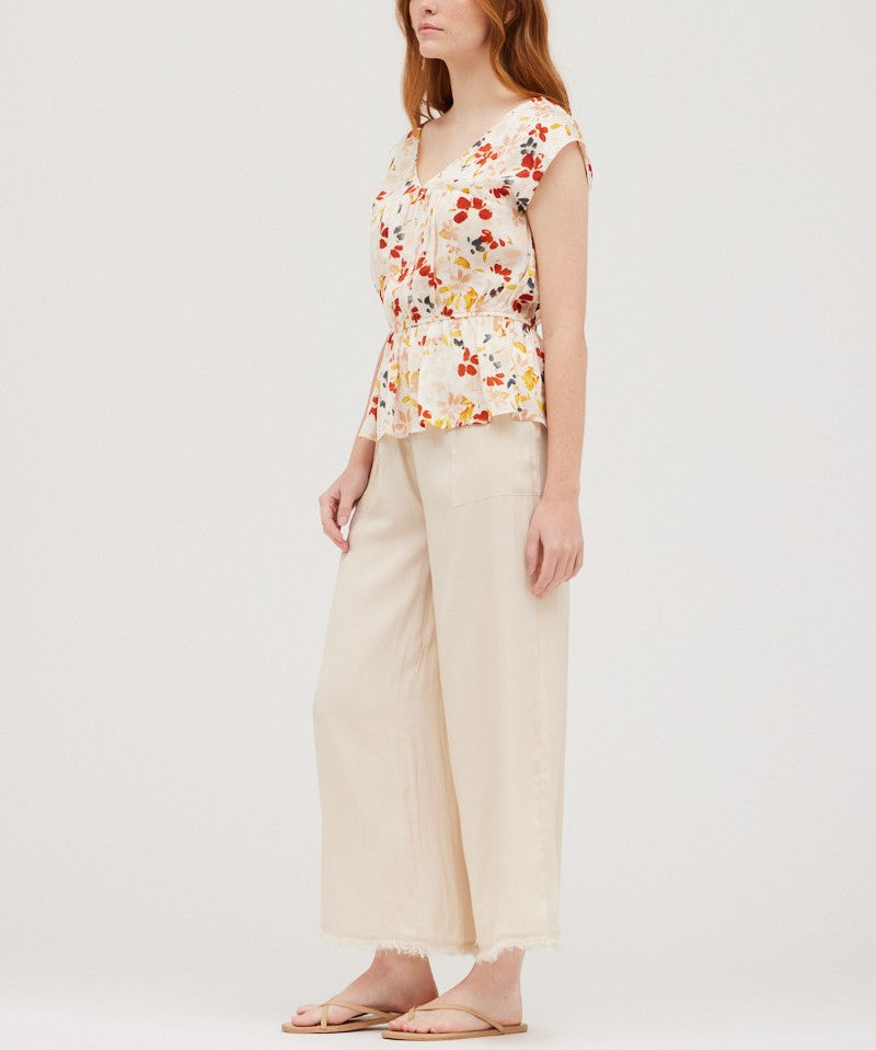 SHIRRED PRINT BLOUSE
