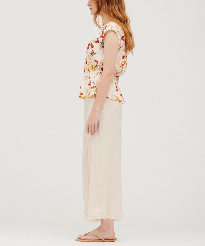 SHIRRED PRINT BLOUSE