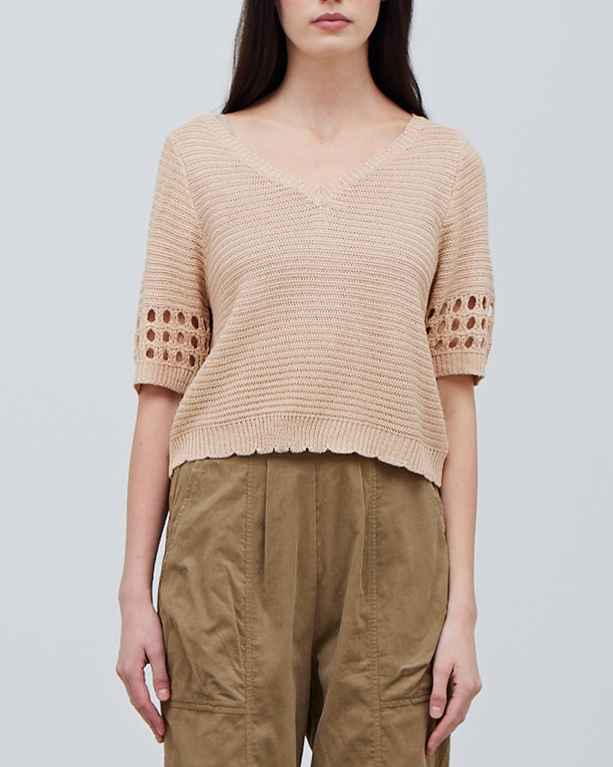 KNIT SCALLOP EDGE TOP