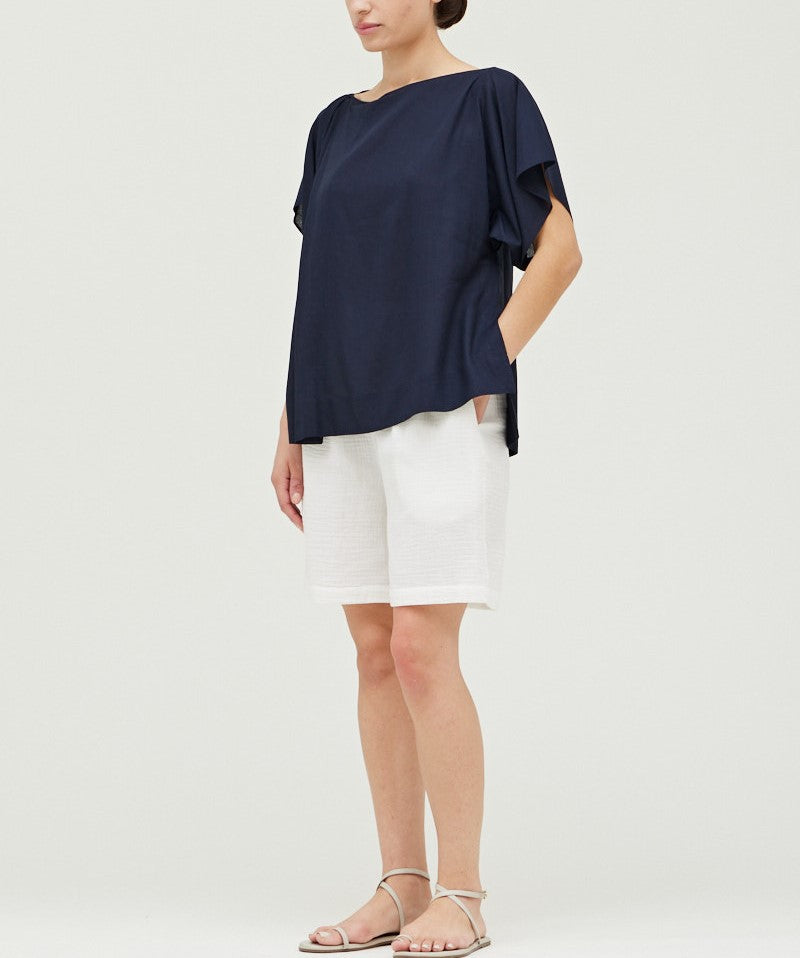 PLEAT SHOULDER DRAPE BLOUSE