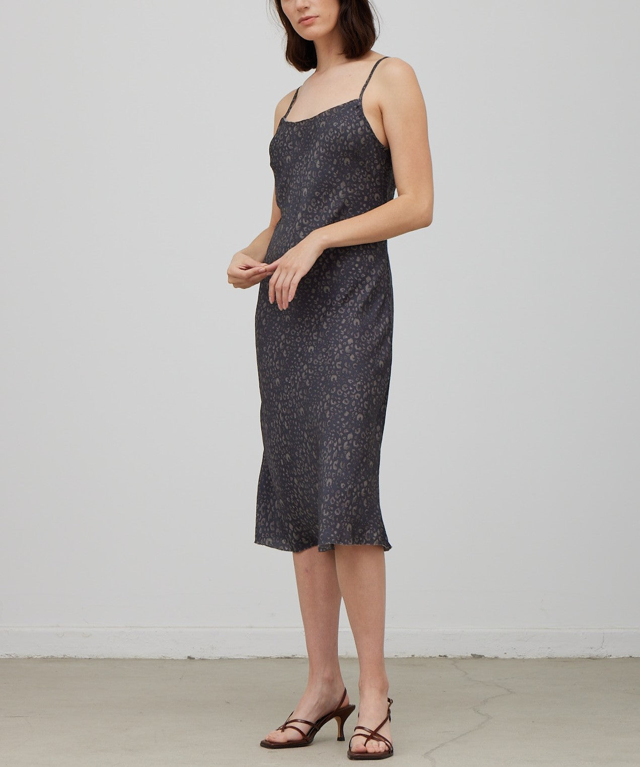 LEOPARD SATIN SLIP DRESS