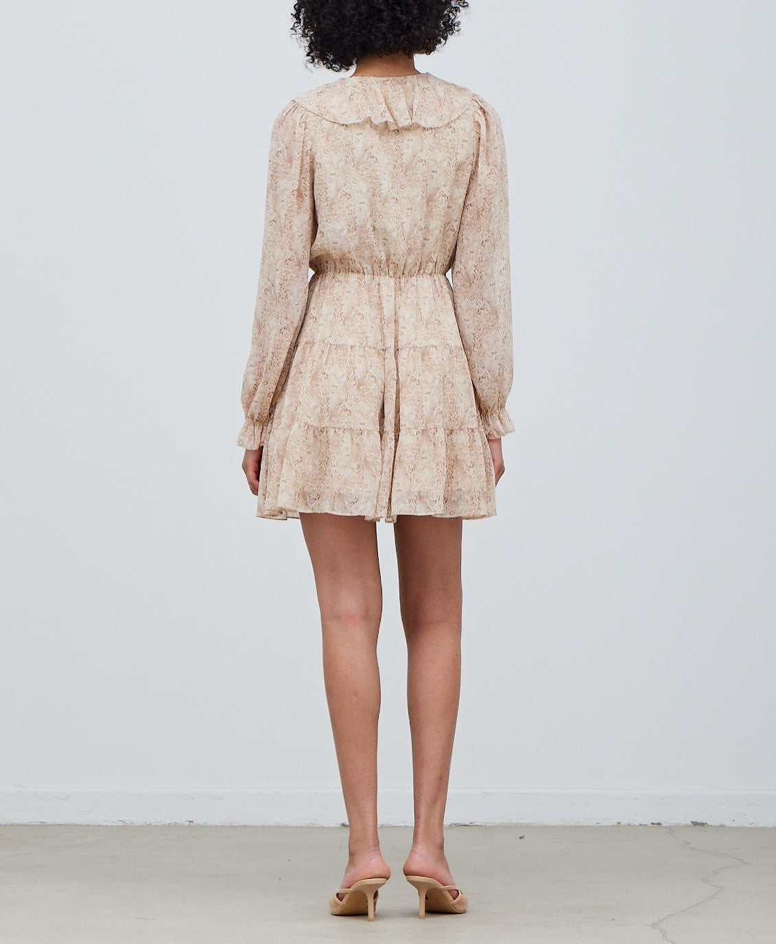 RUFFLED NECK LUREX MINI DRESS