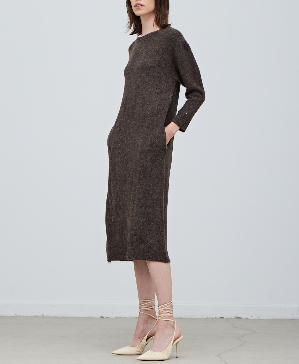 PLAIN SWEATER MIDI DRESS