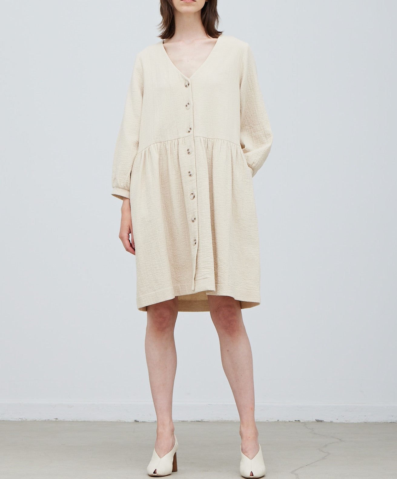 OVERFIT BUTTON DOWN MIDI DRESS