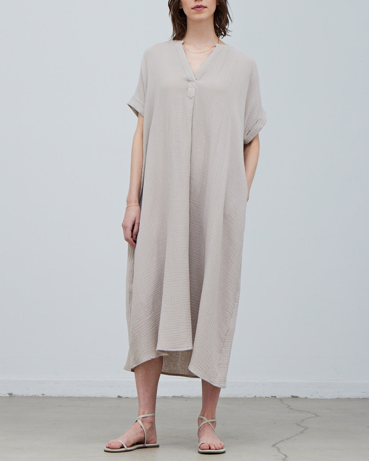 COTTON GAUZE MIDI DRESS