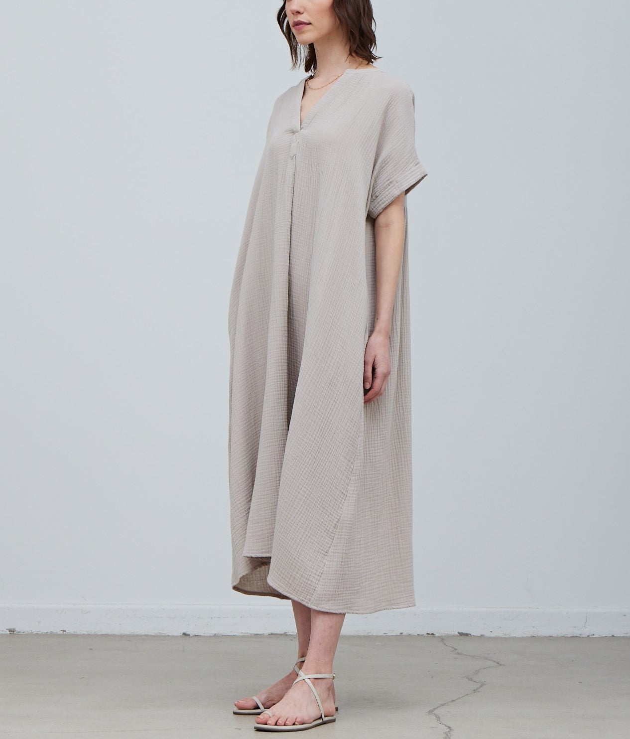 COTTON GAUZE MIDI DRESS