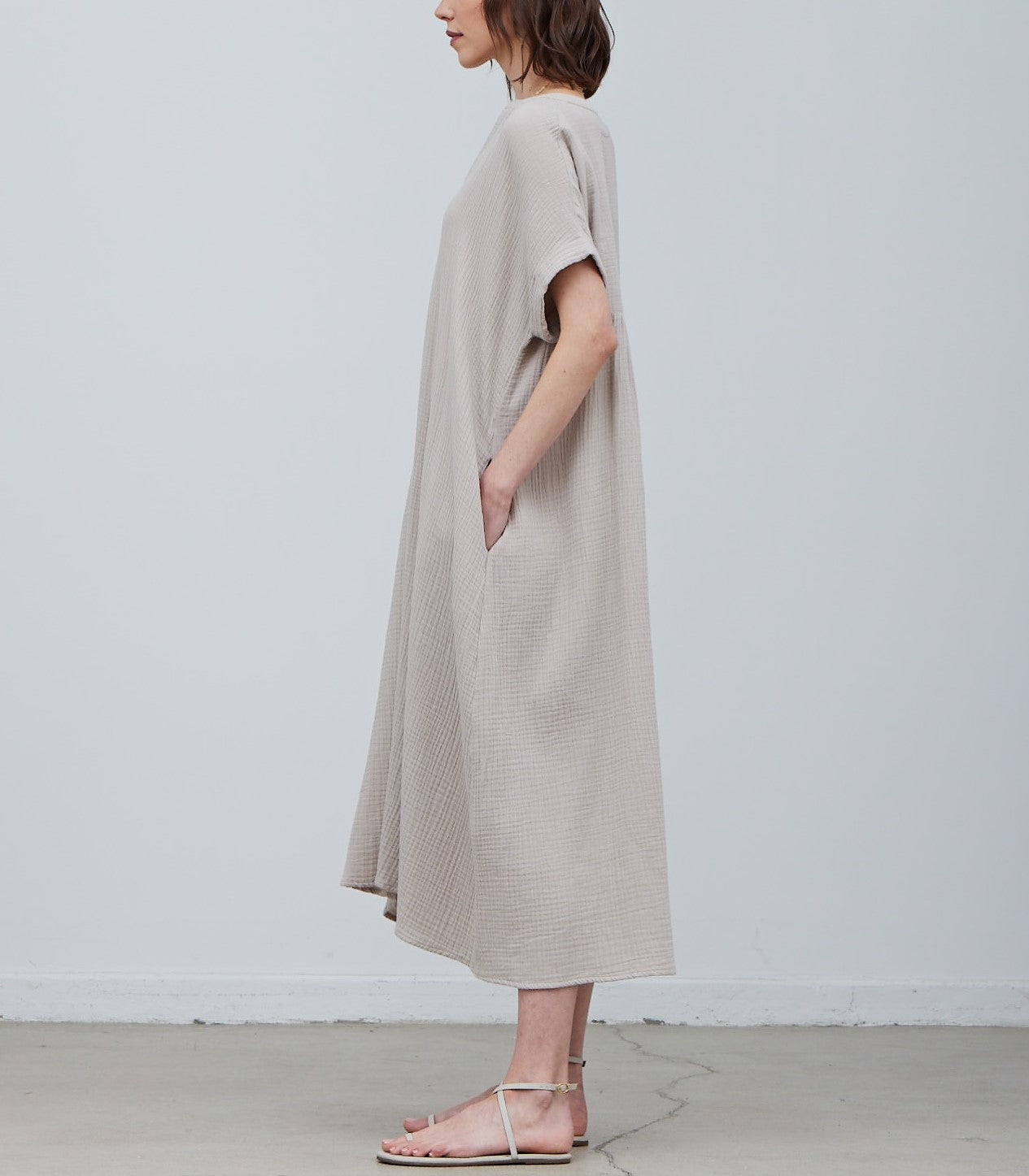 COTTON GAUZE MIDI DRESS