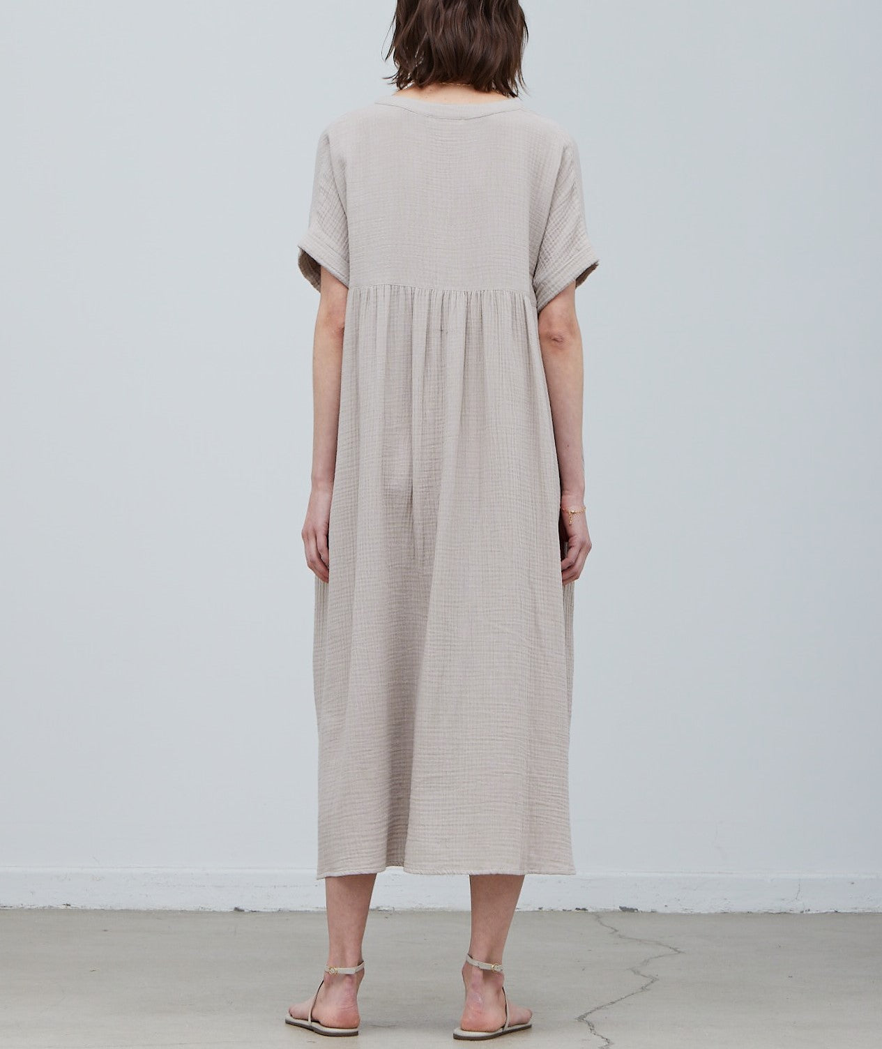 COTTON GAUZE MIDI DRESS