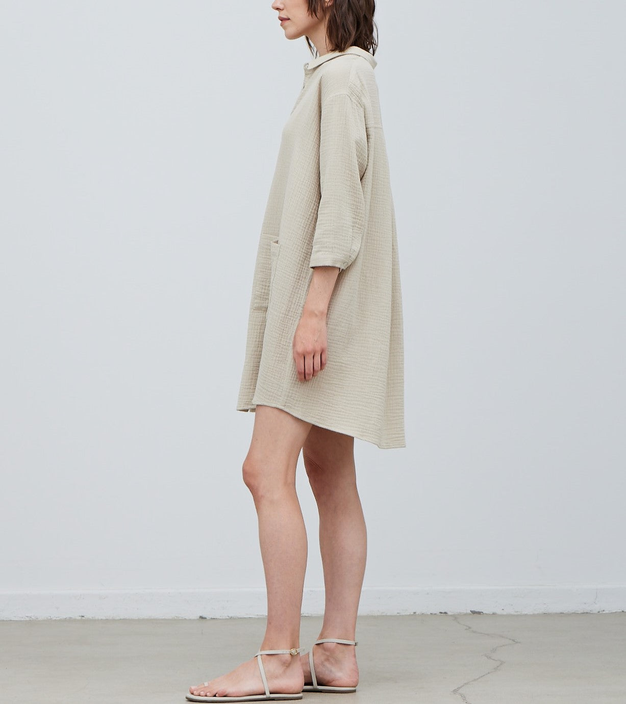 COTTON DOUBLE GAUZE SHIRT DRESS