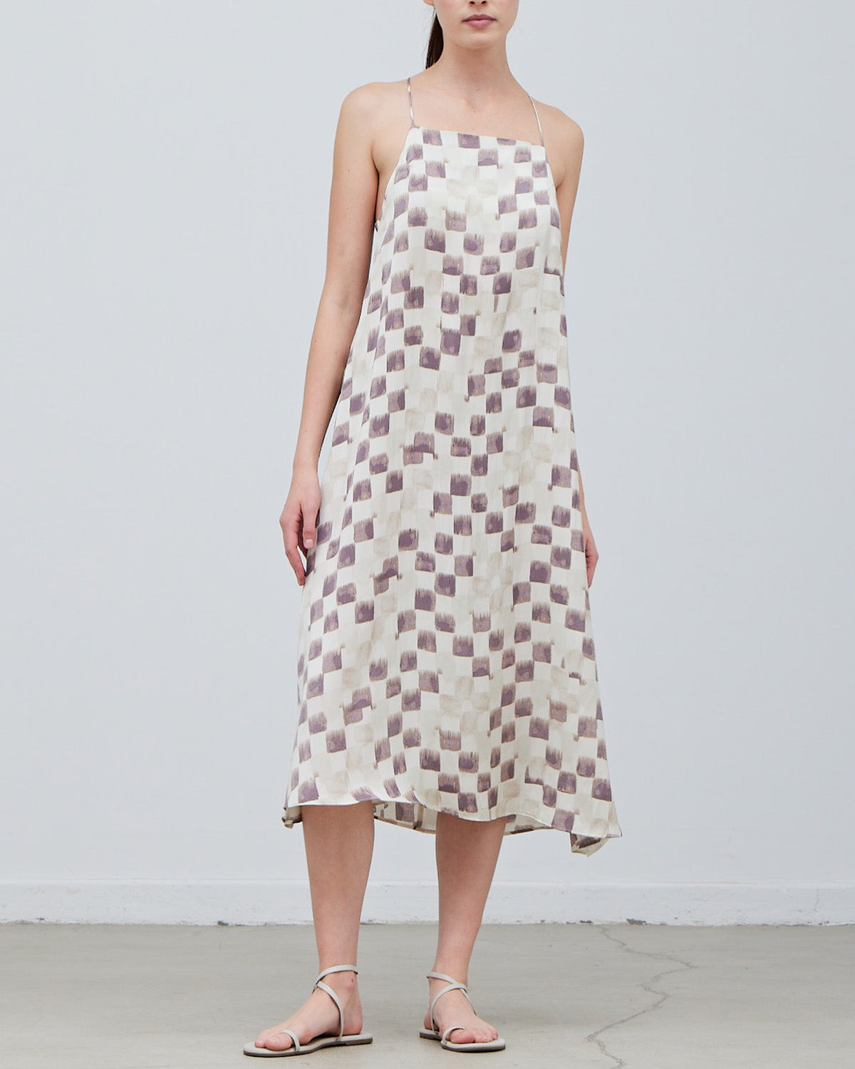 CHECKER PRINT SLIP DRESS