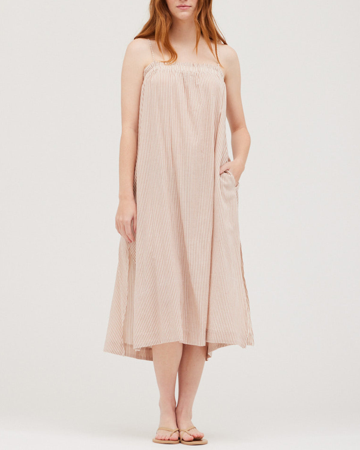 COTTON STRIPE LOOSE COLUMN DRESS