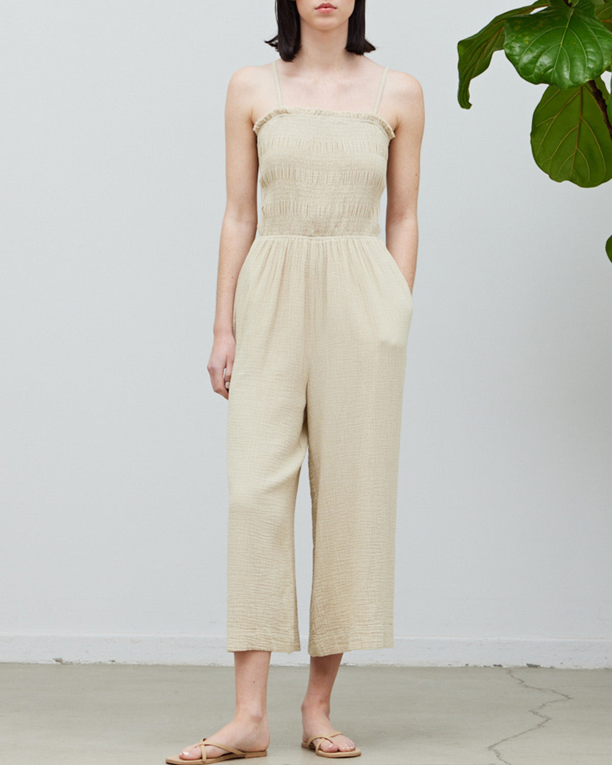 GAUZE TIED JUMPSUIT