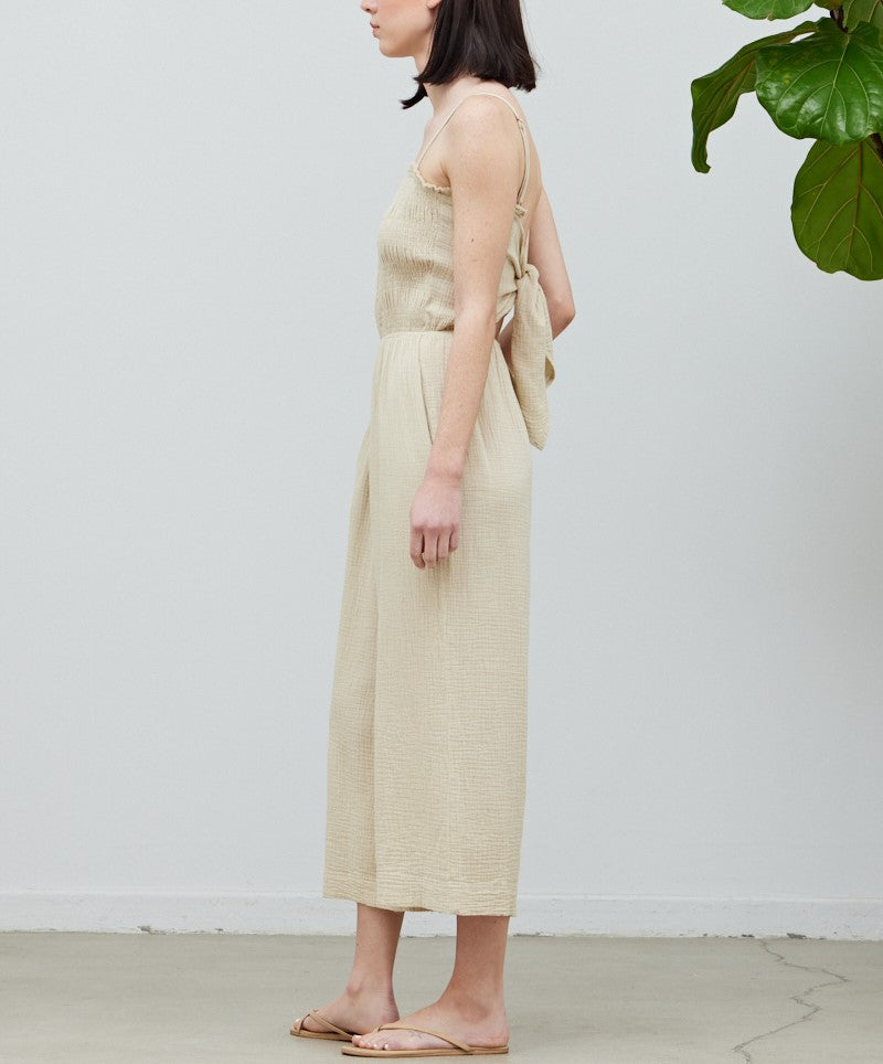 GAUZE TIED JUMPSUIT