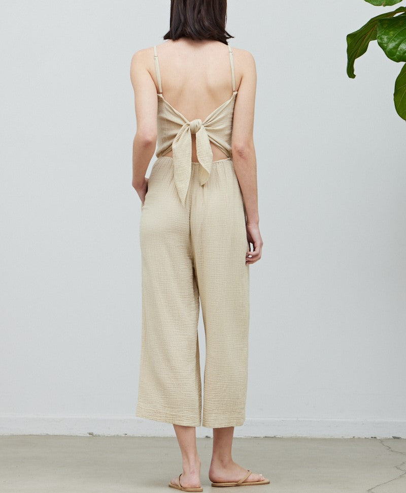 GAUZE TIED JUMPSUIT