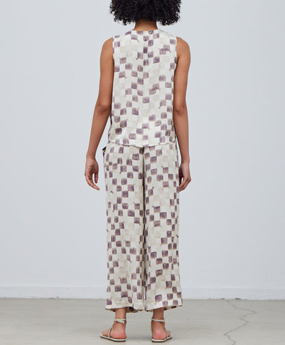 CHECKER PRINTED TIED TOP
