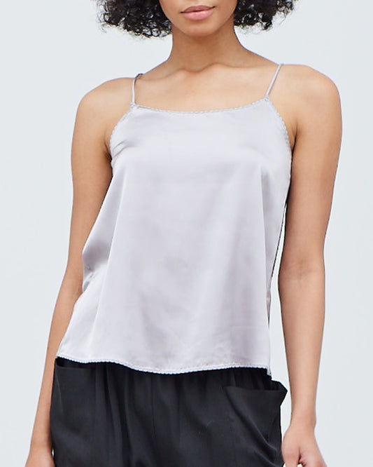 SCALLOP EDGE SATIN TANK