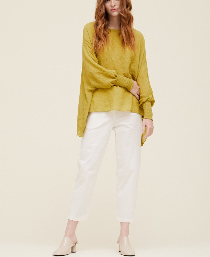 SMOCKED SLEEVE BLOUSE