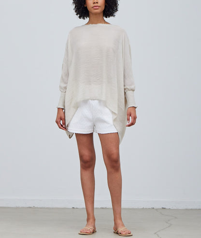 SMOCKED SLEEVE BLOUSE