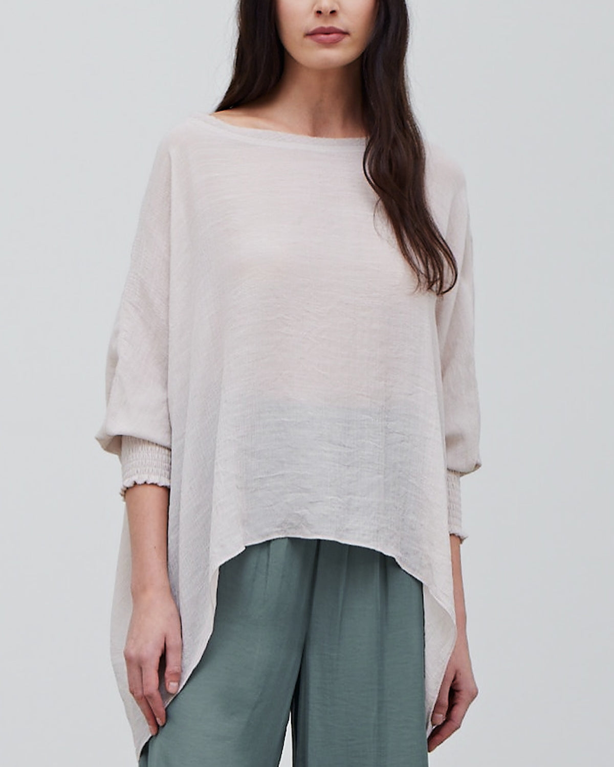 SMOCKED SLEEVE BLOUSE