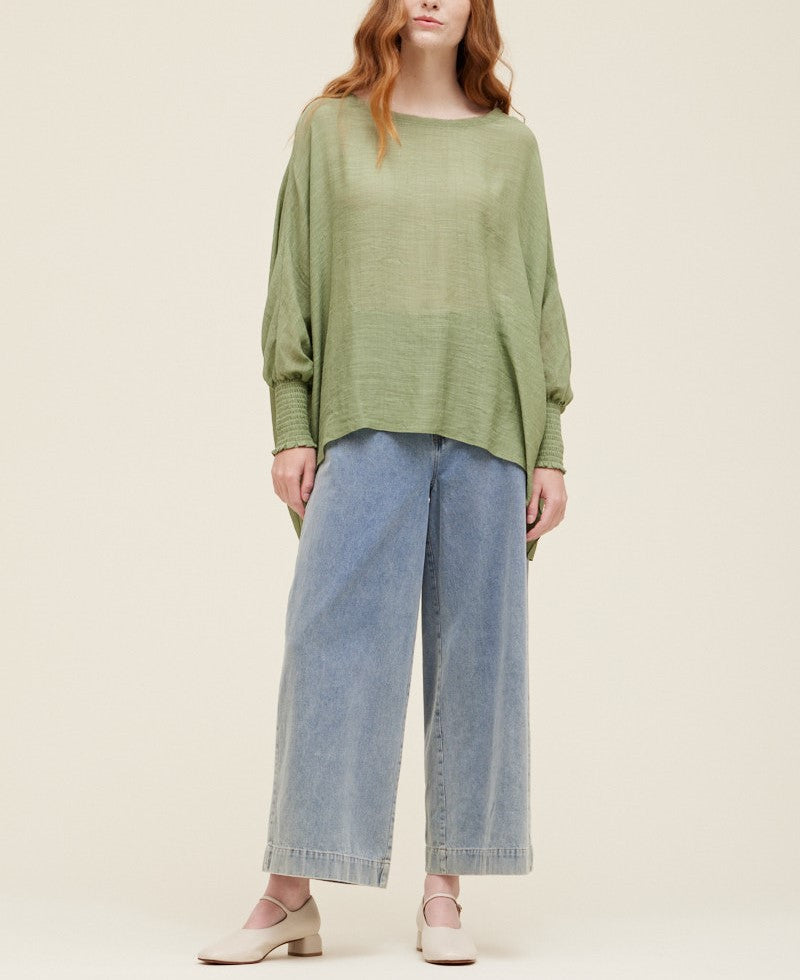 SMOCKED SLEEVE BLOUSE