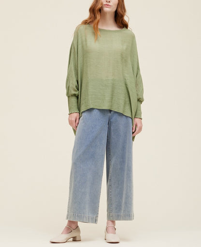 SMOCKED SLEEVE BLOUSE