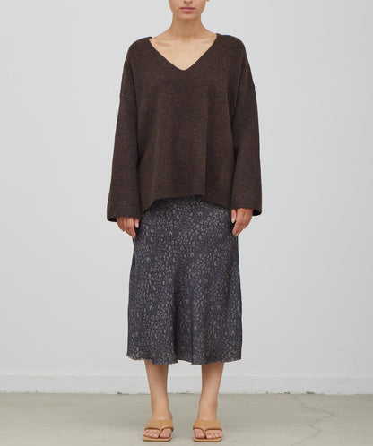 LEOPARD SATIN SLIP SKIRT