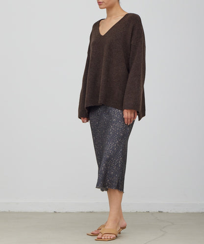 LEOPARD SATIN SLIP SKIRT