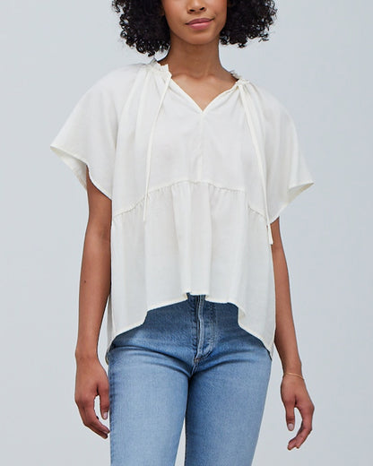 DRAPEY SHIRRED BLOUSE